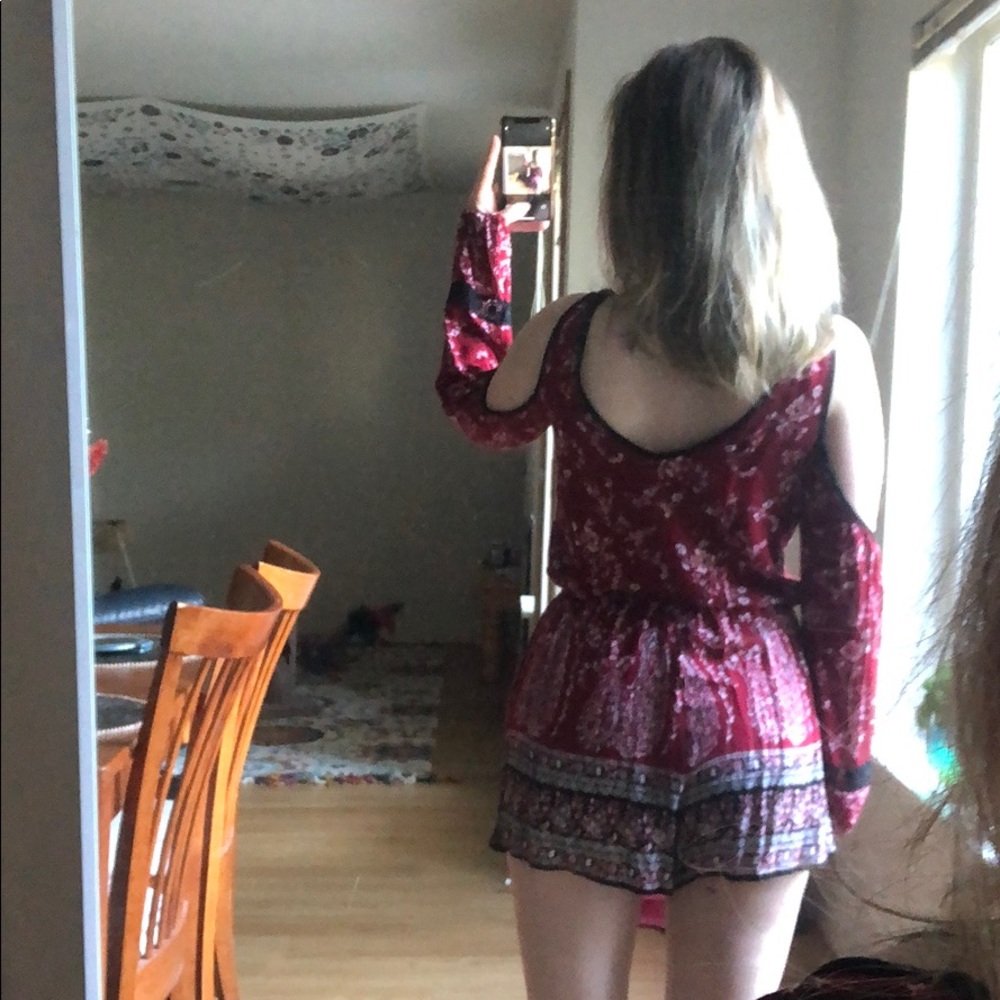 Mossimo • Floral Boho Open Shoulder Rayon Romper - Picture 3 of 11